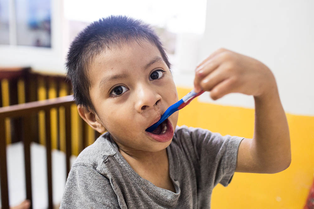 Auner with a Toothbrush