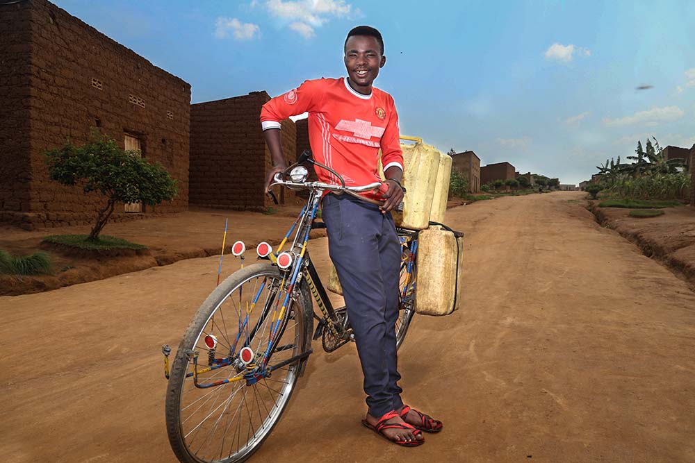 Clause with his bike