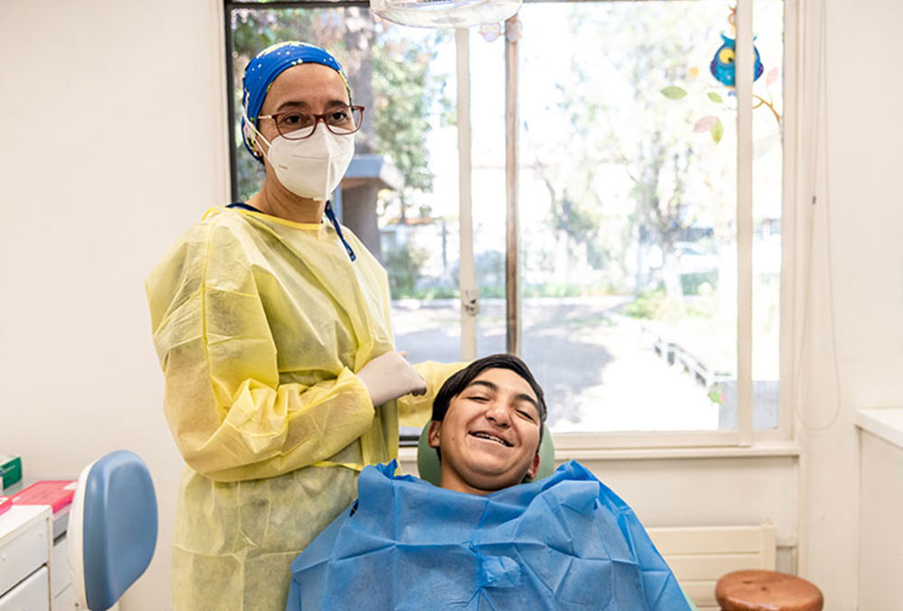 Vicente in orthodontist chair