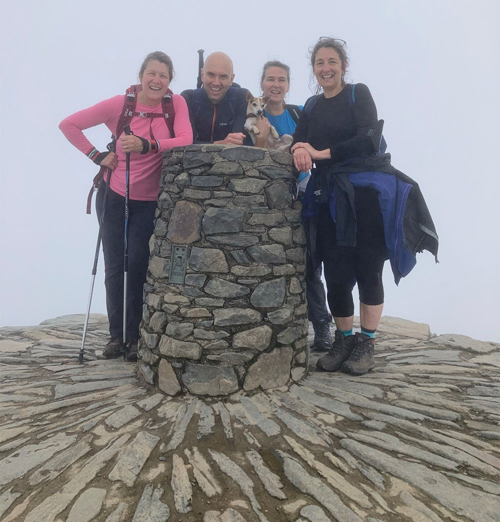 Steve Anthony with his three sisters atop Mt. Snowdon