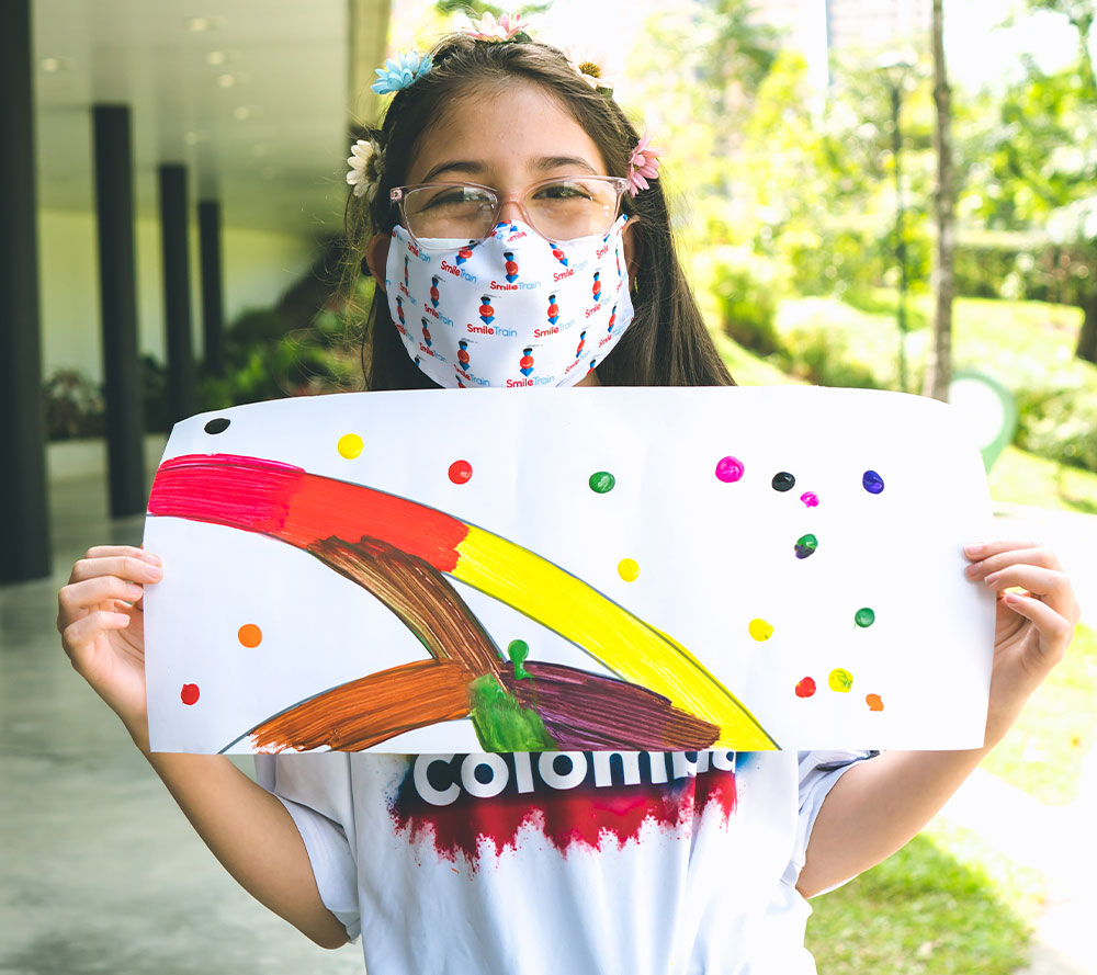 Valery with a mandala she made at the Life Project