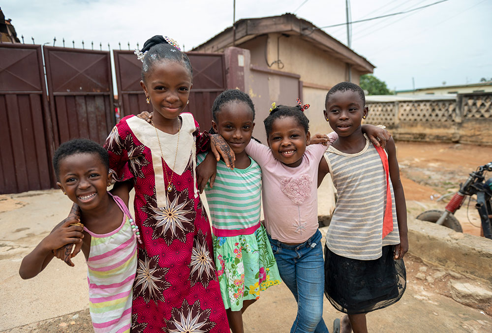 Rawdah with other children from her neighbourhood