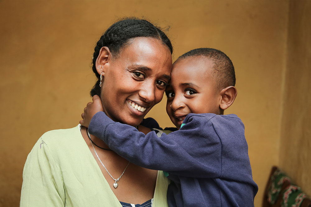 Yohanes hugging his mother Atsede