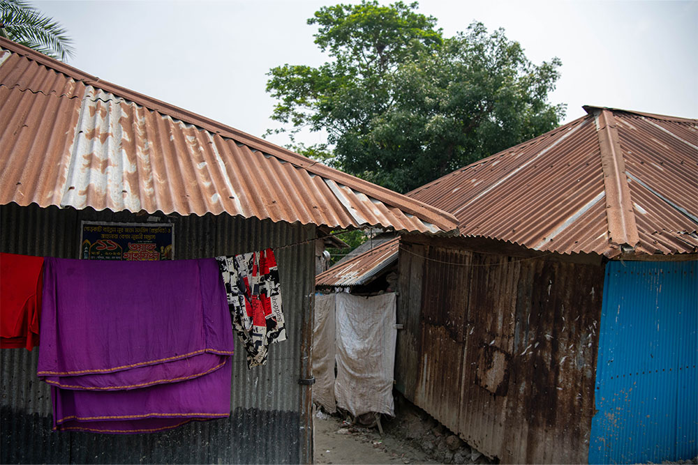 Corrugated metal houses in Bangladesh like where many of the country’s Smile Train patients live