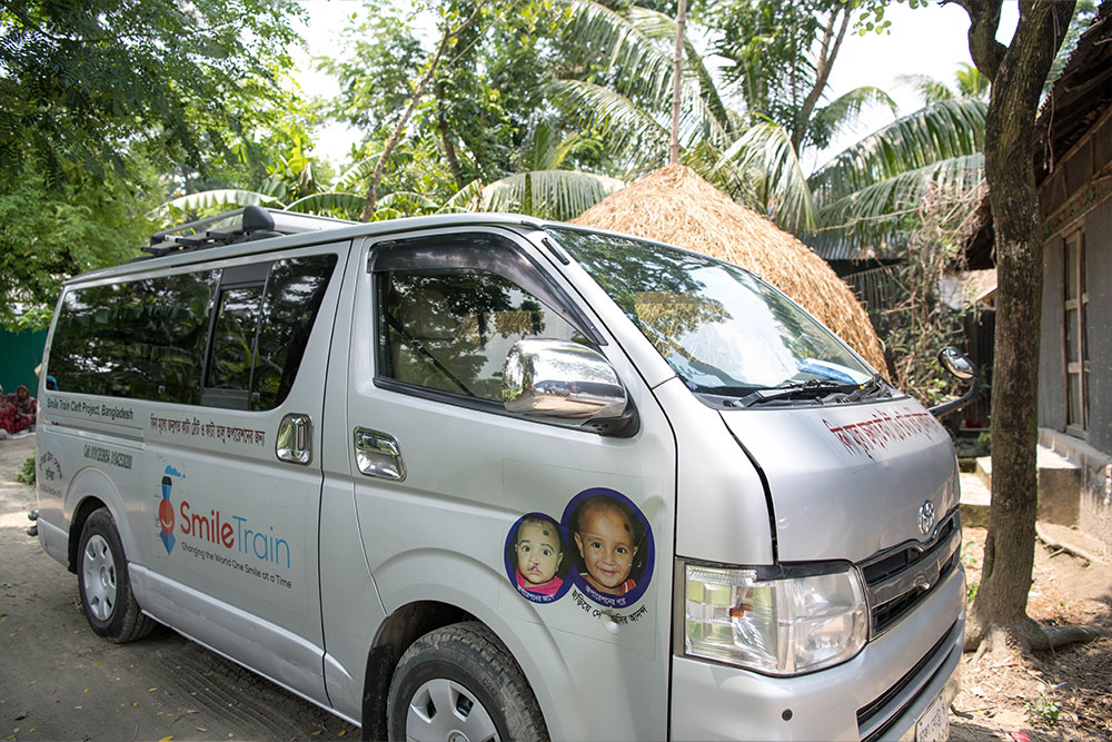 A van used to transport patients to their nearest Smile Train partner for cleft treatment