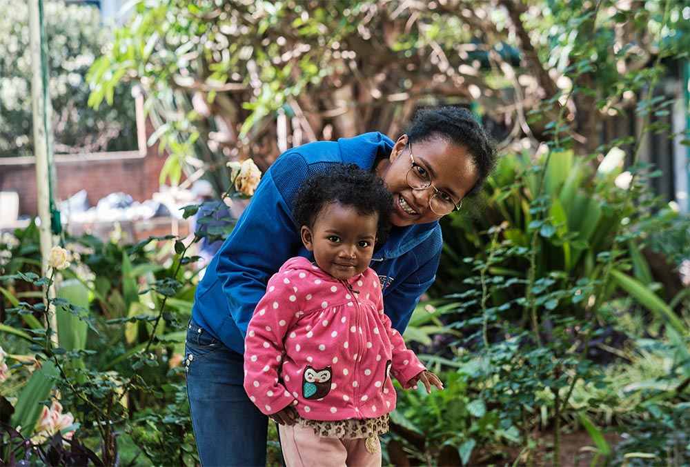 Tsiorihasina standing outside in front of her mum