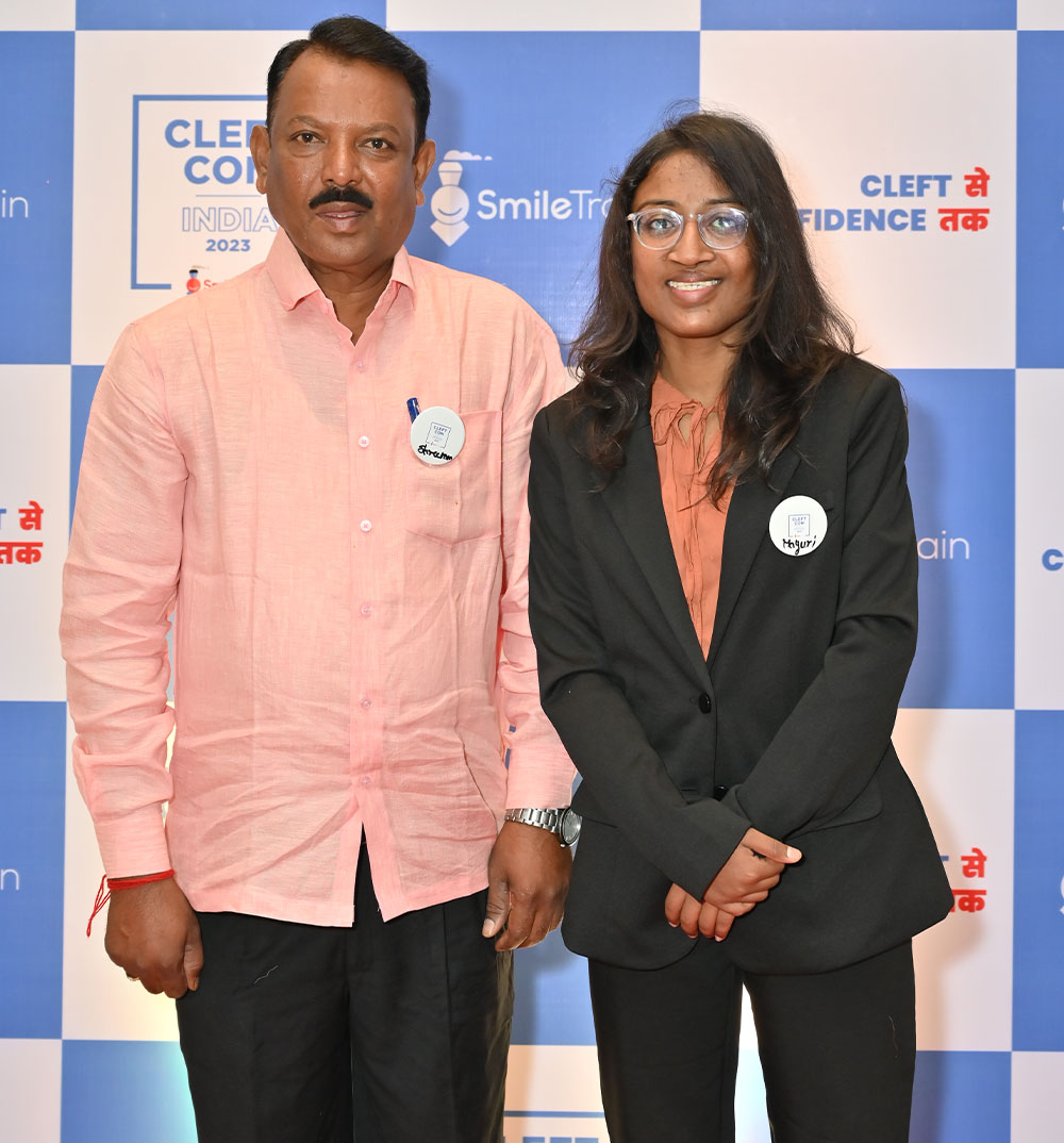 Dr. Mayuri Kalyanpad smiling with her father at Cleft Con India 2023