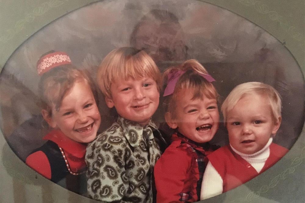 Left to right: Samantha Mellor (sister), Paul Mellor, Michelle Mellor (sister), Jez Mellor (brother)