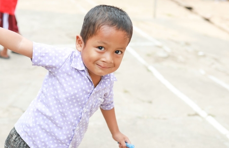 boy swings into frame