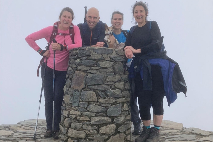 Steve Anthony with his three sisters atop Mt. Snowdon