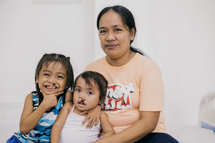 Marciel with Ernie, Jr. and Ermalen before their cleft surgeries