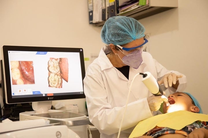 Dentist working on a patient