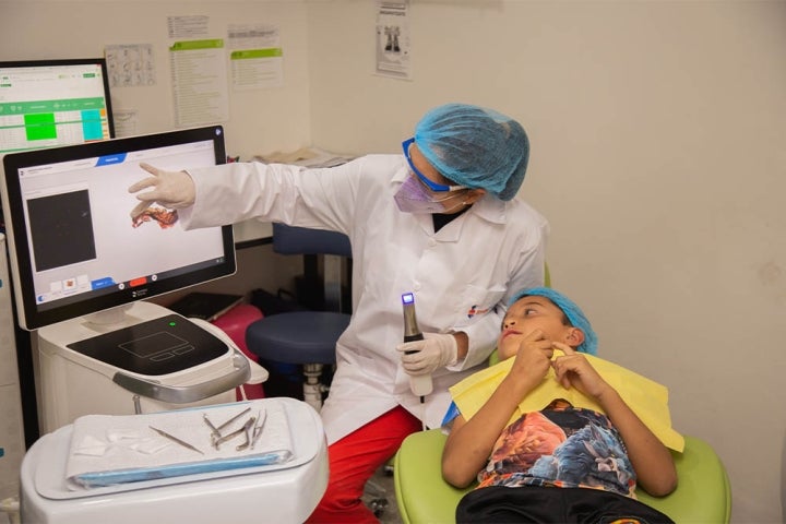 Partner working with a patient