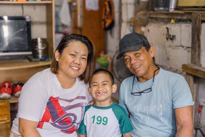 Kyle with his aunt and grandfather