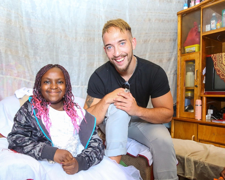 Smile Train UK Ambassador Nathan and Phyllis smile for the camera