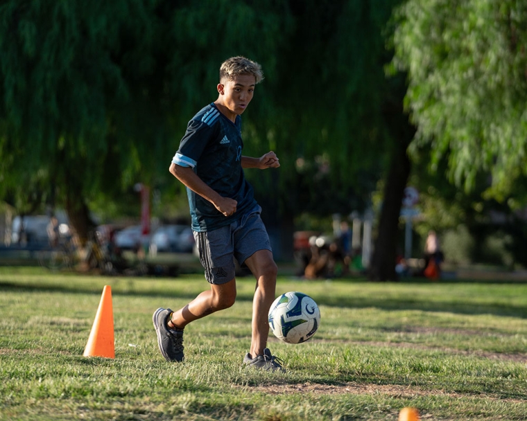 Federico doing football drills