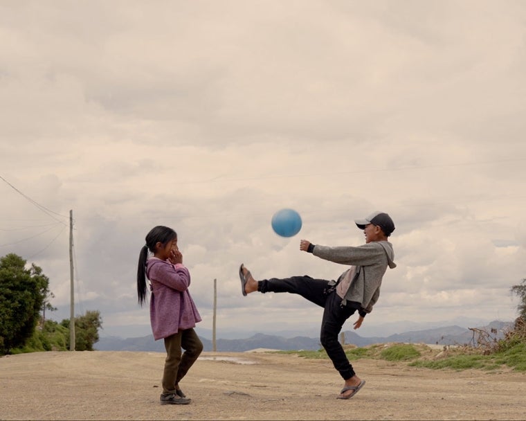 Diego juggling a football after cleft surgery